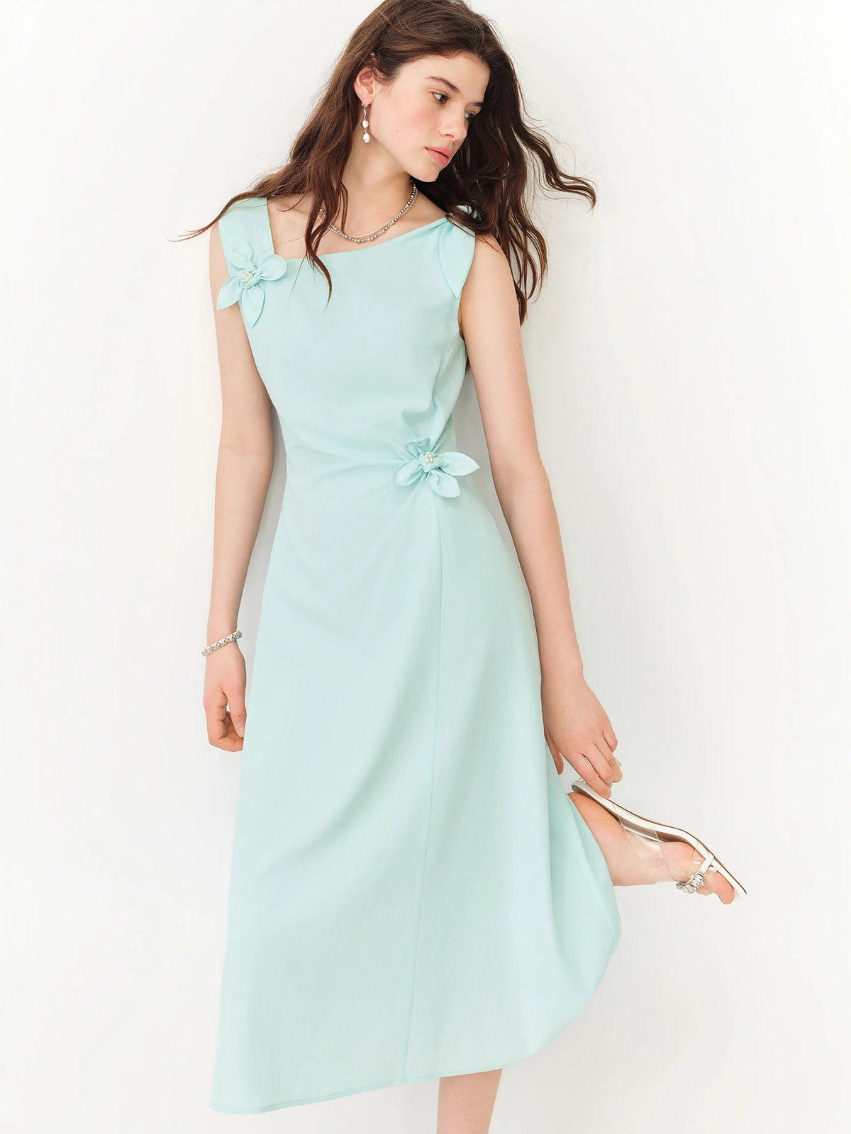 FSLE【L'amour Series】Summer Women's French Style Spaghetti Strap Slip Elegant Dress Waist-Cinching Maxi Coquette Effortless Style