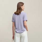 Amii Women's Polo Shirt 2026 Summer Asymmetric Placket Short Sleeve Tee Lapel Collar Casual Layering T-Shirt For Women 12622015