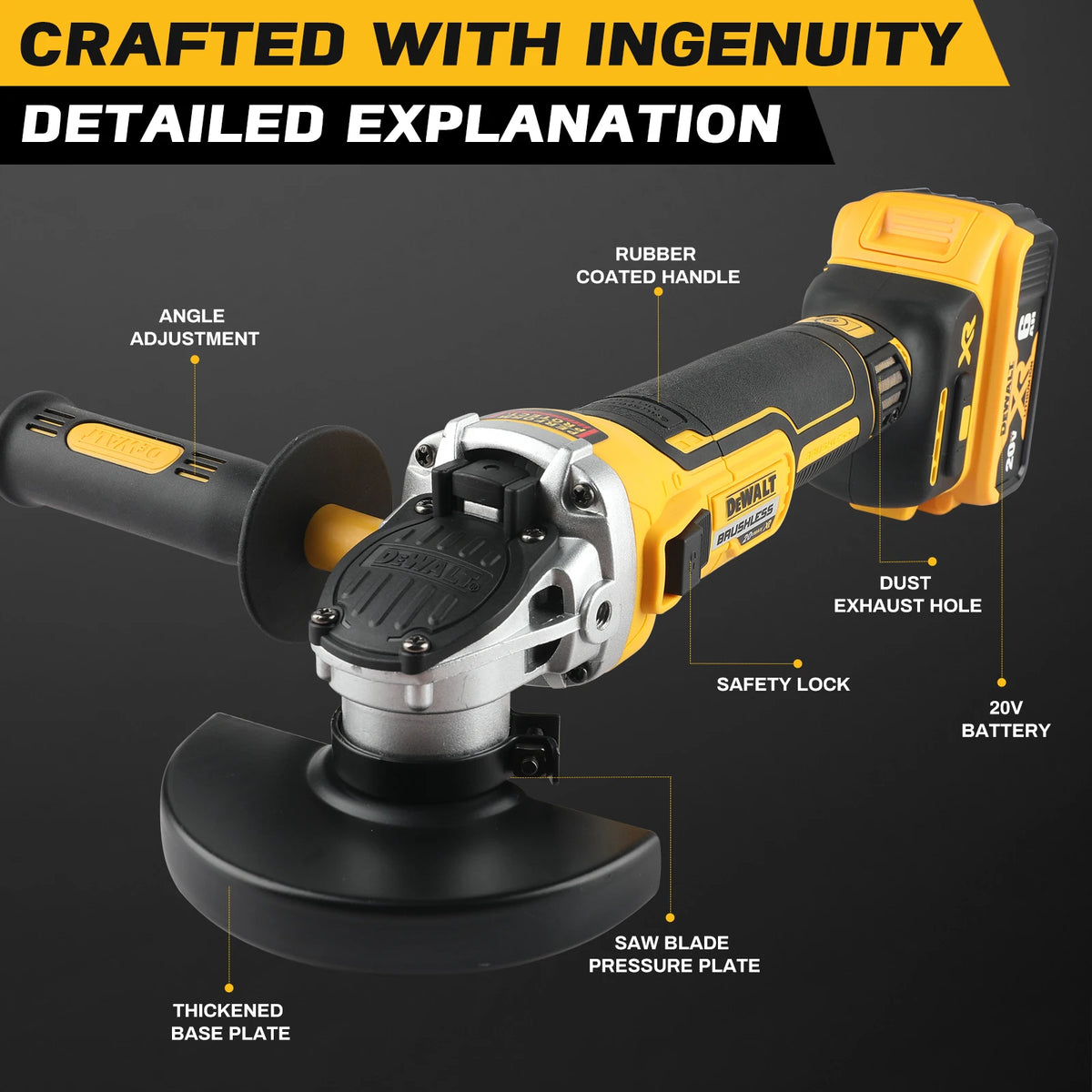 DEWALT DCG405 angle grinder bare machine tool 100/125MM Cutting Machine Rechargeable Brushless Portable Polisher Only machines