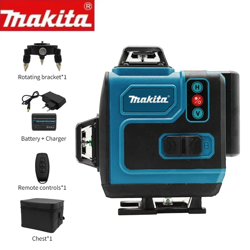 Makita 18V Battery,16Lines4D Green Laser Level, 360°Self Leveling High Precision Horizontal Vertical Cross Line For Construction