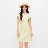 Semir Women Dress One Shoulder Oblique Neck Waist Pleated Solid Cool Feeling Mini 2026 Summer Minimalist Temperament Fashion Top
