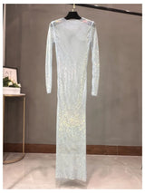 Club Apparel Sexy Rhinestone Dresses Long Sleeve Extra Diamond Dress