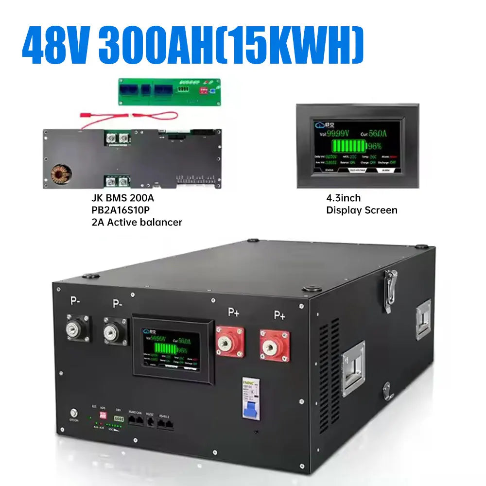 DIY 48V LiFePO4 Battery Obudowa Box Case with JK 16S 200A Smart BMS Kits V19 2A Active Balancer Home Energy Storage System