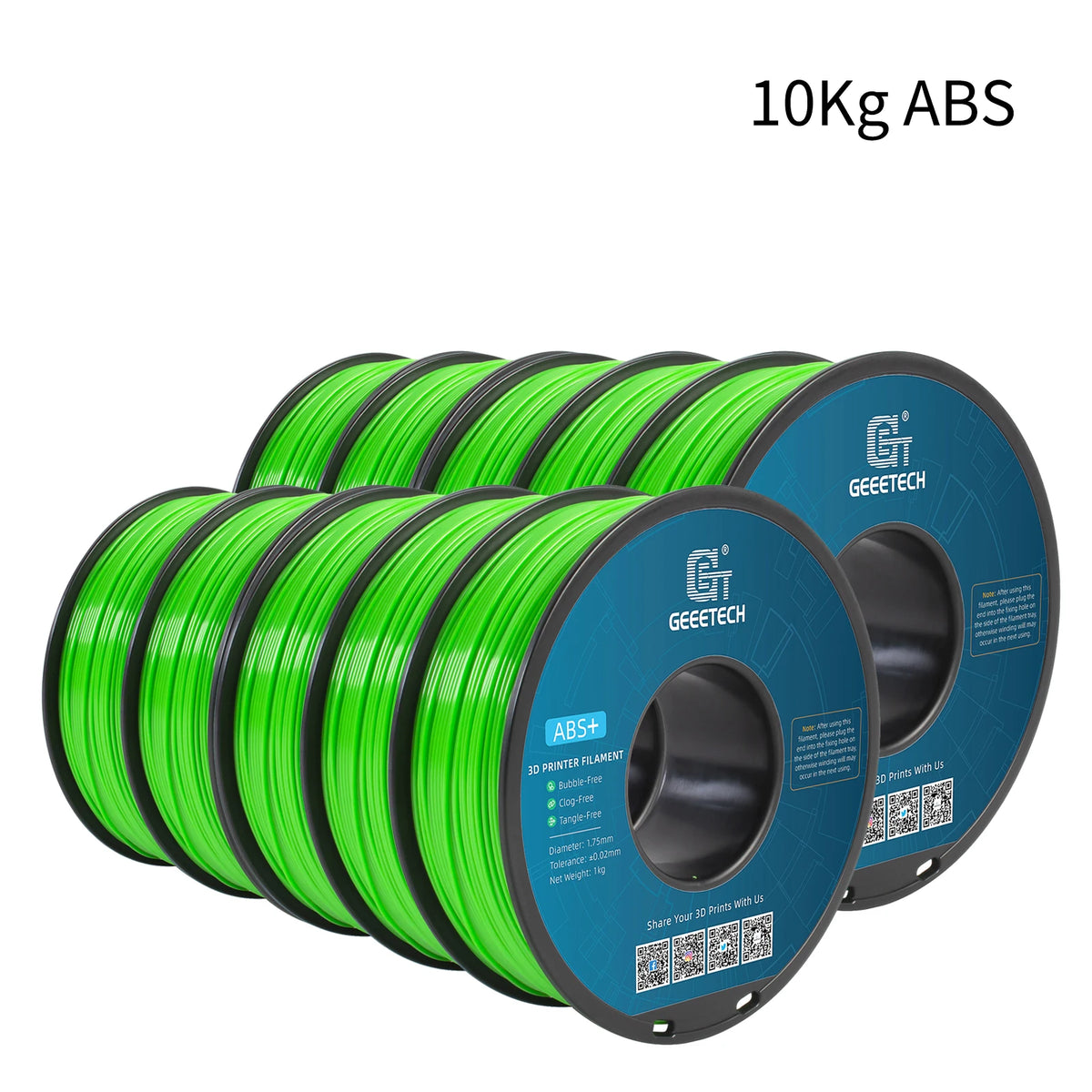 GEEETECH 10Kg 3D ABS+ Filament 1.75mm Spool Wire For 3D Printer Material,Safety, Vacuum packaging