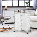 20-Drawer Utility Cart on Wheels, Semi-Transparent Mobile Organizer for Office, School, Tools & Crafts