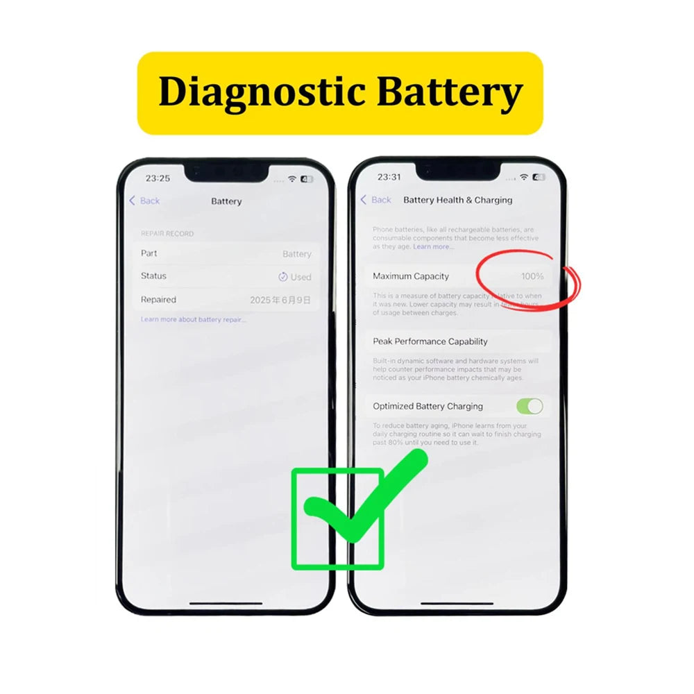 5Pcs/lot Diagnostic Battery For iPhone 12 to 15PM High Capacity Battery Shows Genuine Part No Need Older BMS No Pop Up Message
