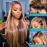 P4/27 Highlight Wig Human Hair 13x6 Bone Straight Lace Front Wigs Ombre