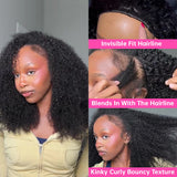 250 Density Kinky Curly Half Wig Double Drawn Invisible Drawstring Machine Made Wigs Human Hair Invisible Hairline Half Wig Natural Colored Ponytail Ready To Wear Vietnamese Human Hair Wig 18 20 22 24 26 Inch Free Shipping