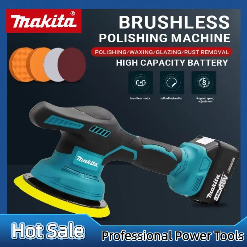 Makita Cordless Polisher 8 Gears Digital Display Electric Polisher Auto Car Waxing Polishing Machine For 18V  Battery