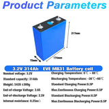 4Pcs 3.2V EVE 314Ah MB31 HSEV LiFePO4 Battery Cells Rechargeable Cell For DIY 12V 24V 48V Lithium Battery Pack for RV Camping