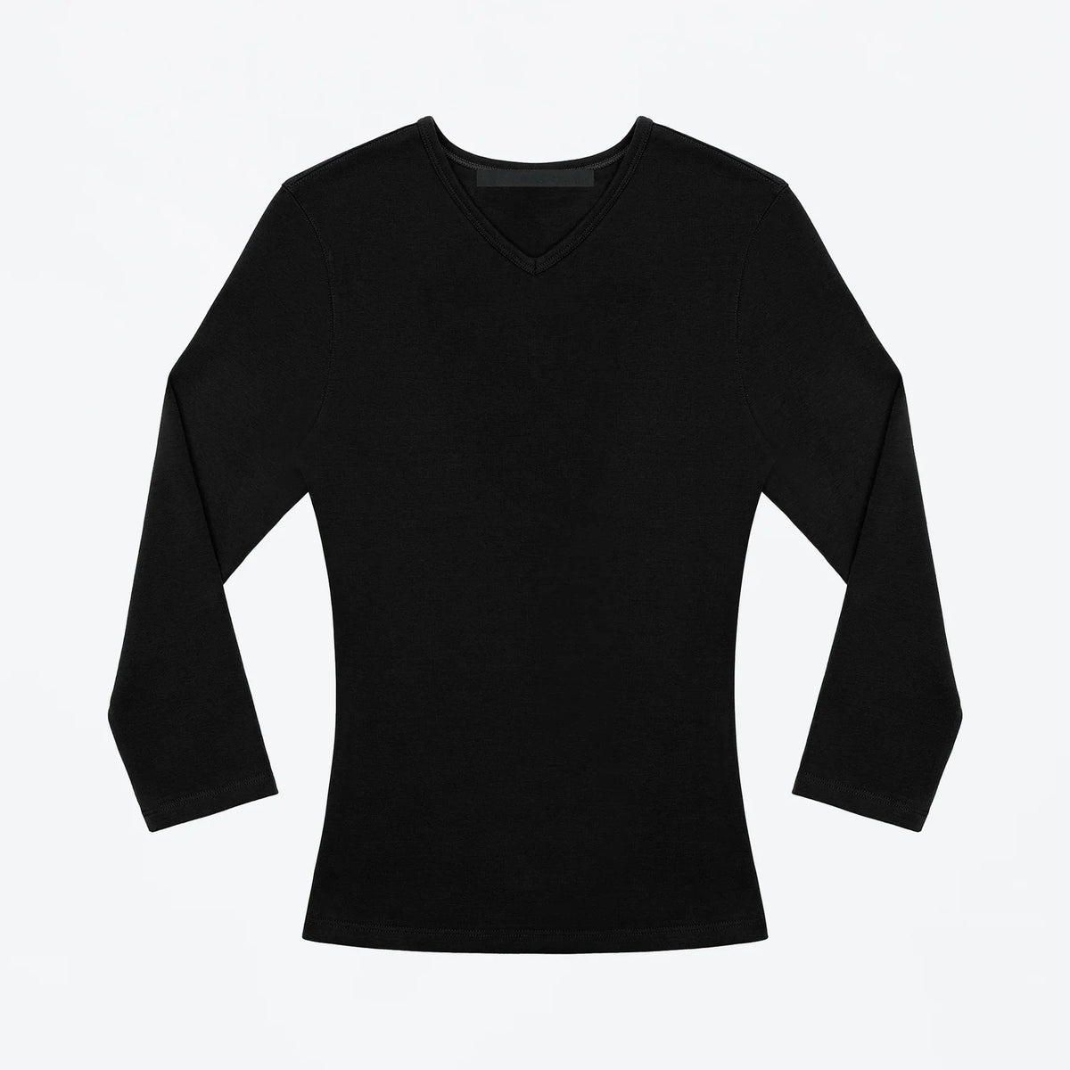 Tank Basic V-Neck Three-Quarter Sleeve Undershirt, Stretchy Solid Color Mid-Sleeve T-Shirt, Slim Fit Basic Undershirt, Slim Waist, Versatile Commuting Solid Color Undershirt
