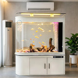 All-in-One AquariumNew Bullet Glass Luxury Fish Tank 600L Smart Ultra Quiet Eco-Friendly Easy To Clean Living Room Aquarium Dry/