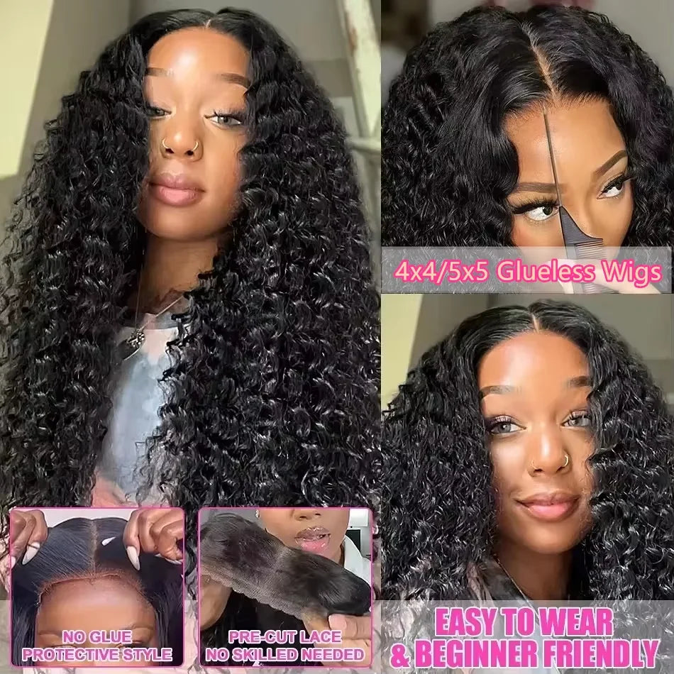 Deep Wave Glueless Invisible Strap 360 HD Full Lace Wig Human Hair 13x4 13x6 Water Wave Lace Front Wig 4x4 5x5 Closure Curly Wig