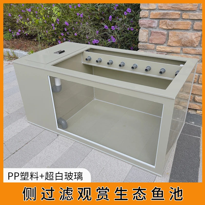 PP plastic front glass side filter fish pond ultra white glass ornamental fish tank water circulation shovel purification