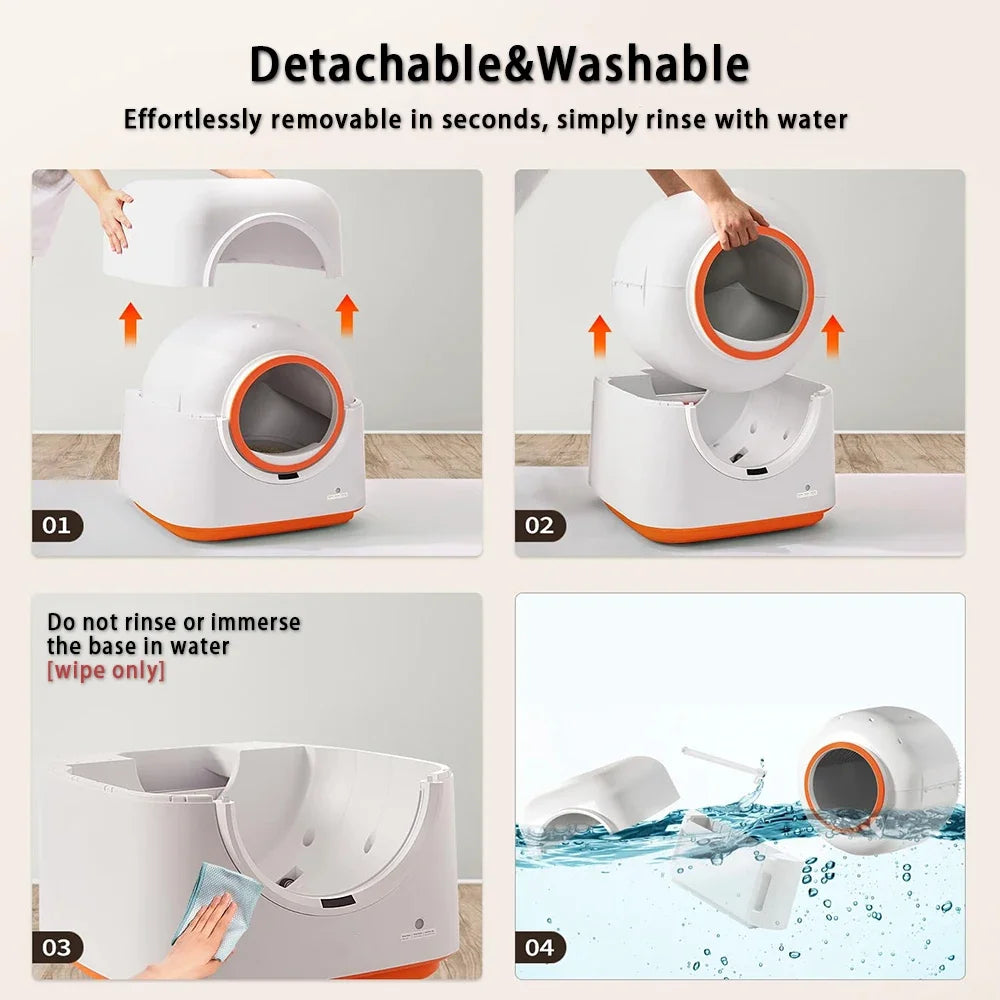Automatic Self-Cleaning Smart Cat Box 60L Capacity APP Control Anti-Pinch Safety Hands-Free Waste Removal Cats Friendly