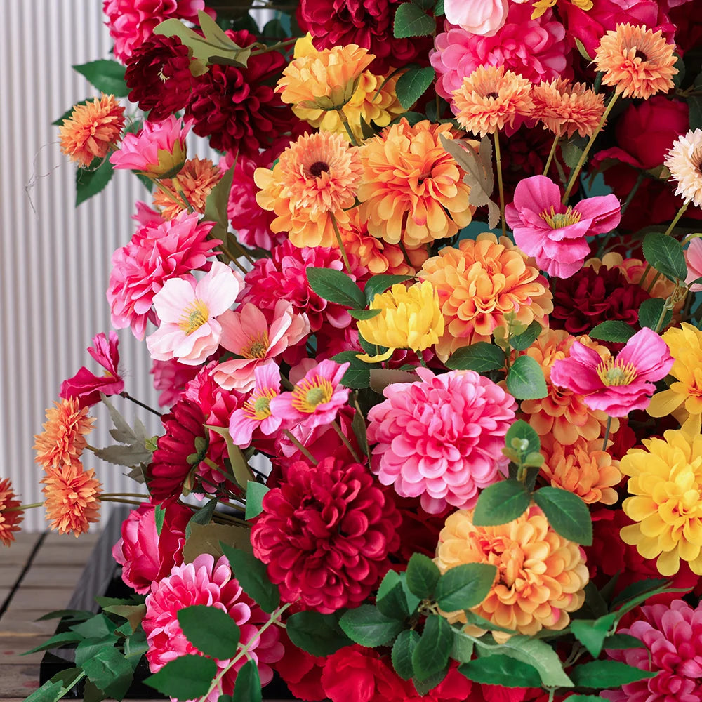 Hot Pink Orange Chrysanthemum Artificial Flower Runner for Event Backdrop Decor Props Wedding Florals Horn Arch Decoration J2357