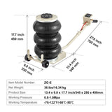 SucceBuy Pneumatic Jack 3 Ton/5 Ton Triple Bag Air Jack Quick Lift Heavy Duty Car Repair Jacks Folding Rod Jacks with Two Wheels