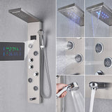 Golden Black Shower Panel Wall Rain Waterfall Shower Faucet Bathroom Shower Set APS Body Spray Jets Plastic Handshower Head