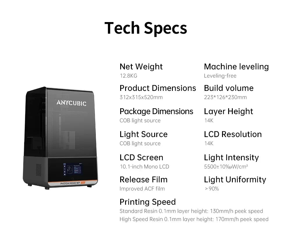 Anycubic Photon Mono M7 Pro 10.1 inch 14K High-Precision Auto Refill 0.1mm Layer LCD 3D printer