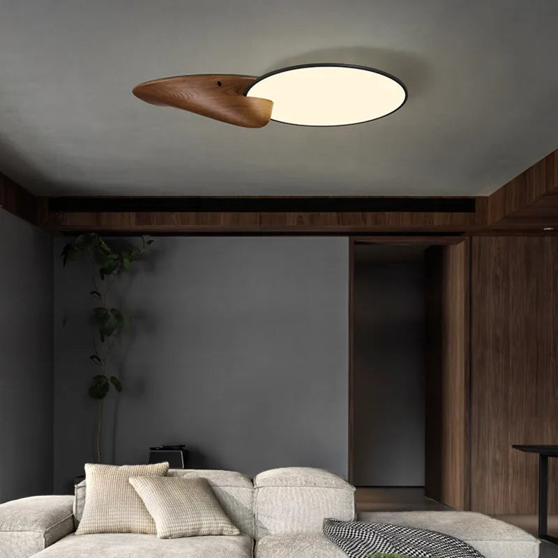 Modern New Chinese Style Led Ceiling Light Living Room Bedroom Master Light Wabi-Sabi Style Antique Solid Wood Home Appliance