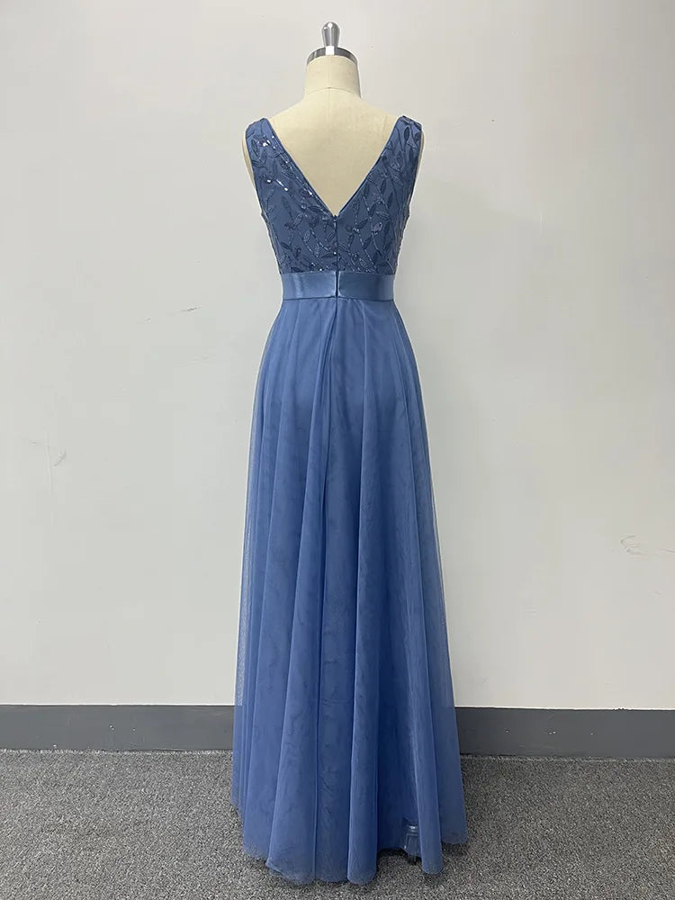 HBLL Sexy Prom Bridesmaid Dresses for Women Elegant Mesh Birthday Evening Party Dress Woman Maxi Sequin Summer Dress Vestidos