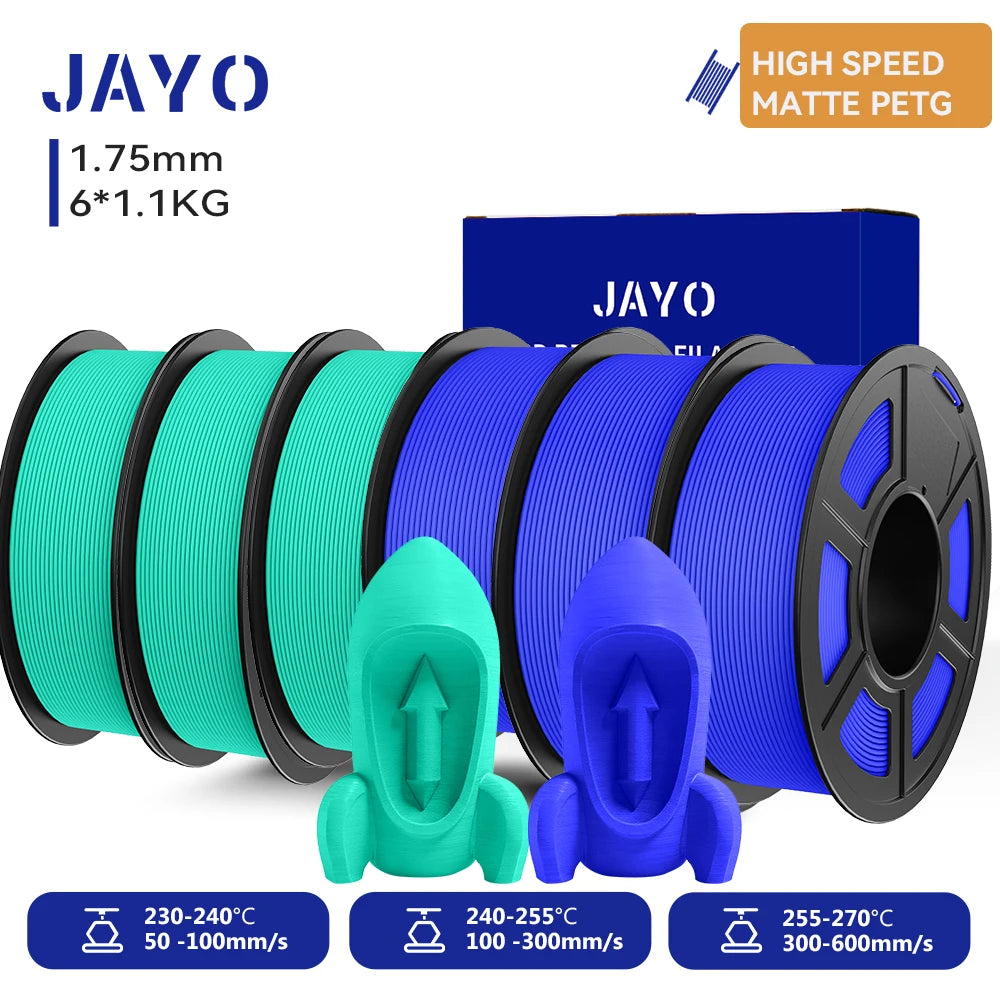 JAYO 3D PETG/ High Speed Matte PETG / PLA Classic Printer Filament 1.75mm 3D Printer Filament 6.6KG Neatly Wound PETG for 3D