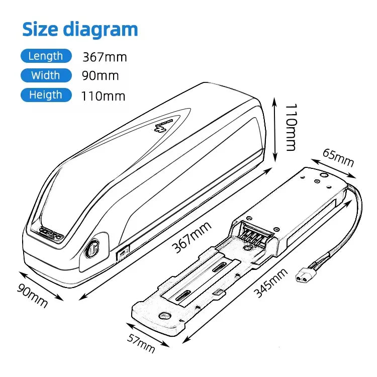 New 36V 48V Battery Hailong Battery Polyester DP-9, BMS 18650 Cell, Lithium-Ion 36V 48V Battery Pack Durable