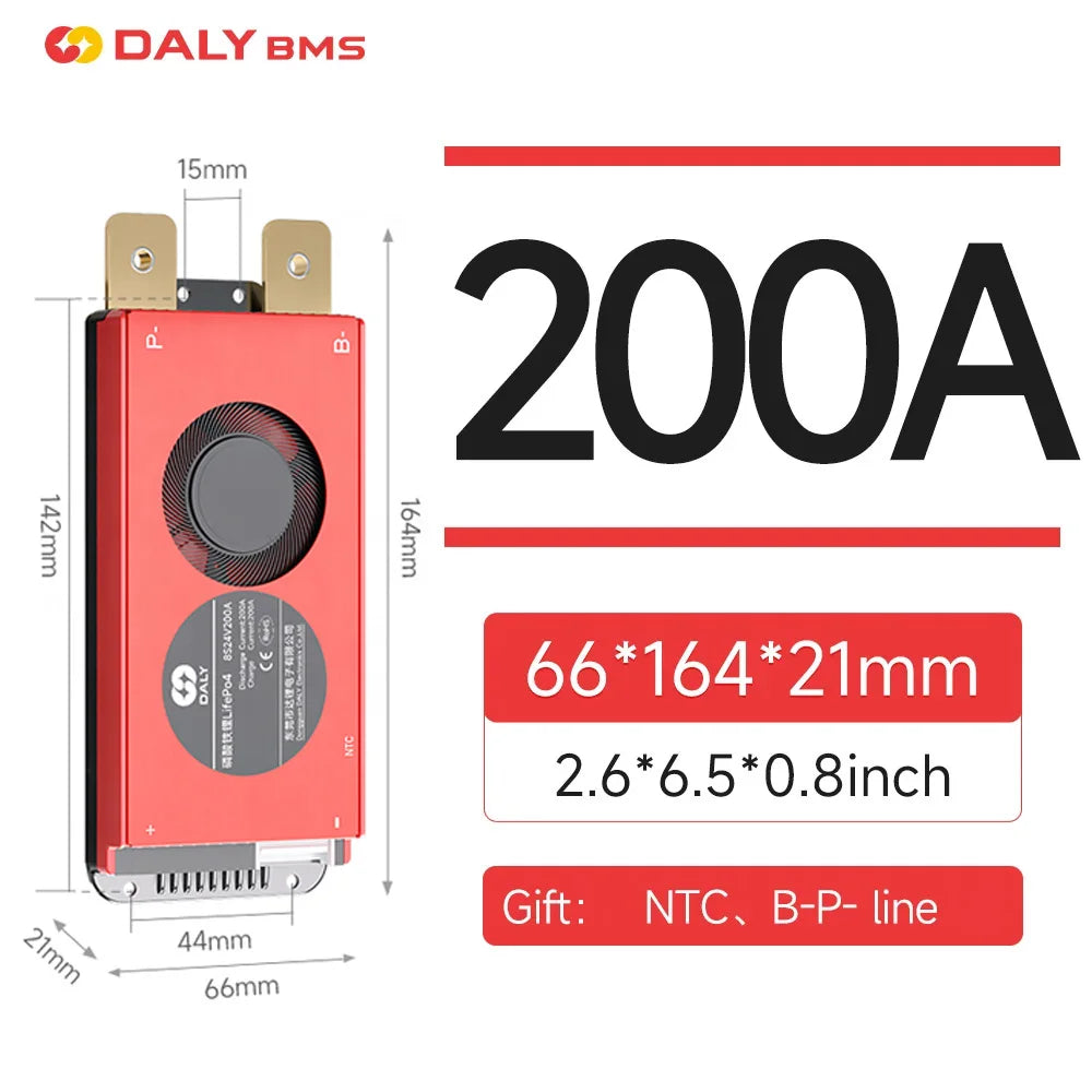 Daly Hardware BMS 12V-72V 15A 20A 40A 60A 100A 150A 200A Li-ion LiFePo4 3S 4S 6S 7S 8S 12S 13S 14S 16S 17S 20S 24S NTC Balance