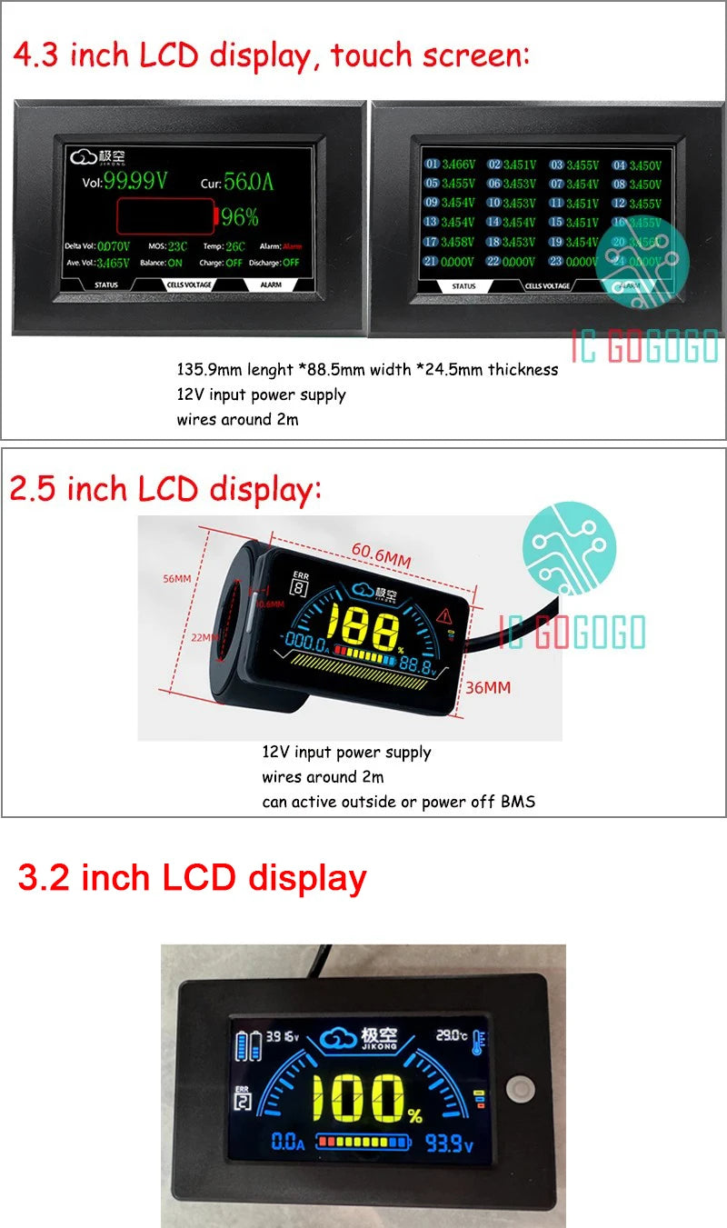Jikong JK 4S 8S 100A 300A Active Balance 2A Smart BMS Battery Protection Board RS485 CAN Bluetooth Lifepo4 3S 7S li-ion 24V 12V