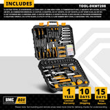 DEKO 208Pcs Hand Tool edc. Woodworking Multi Tools with Tool Box Include Socket Set Torque Wrench Hammer Knife