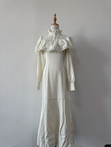 NiceMix Gothic Victorian Cape Lace High Neck Mermaid Dress New Long Dress Elegant Slim Dark Lolita Белое Готическое Платье