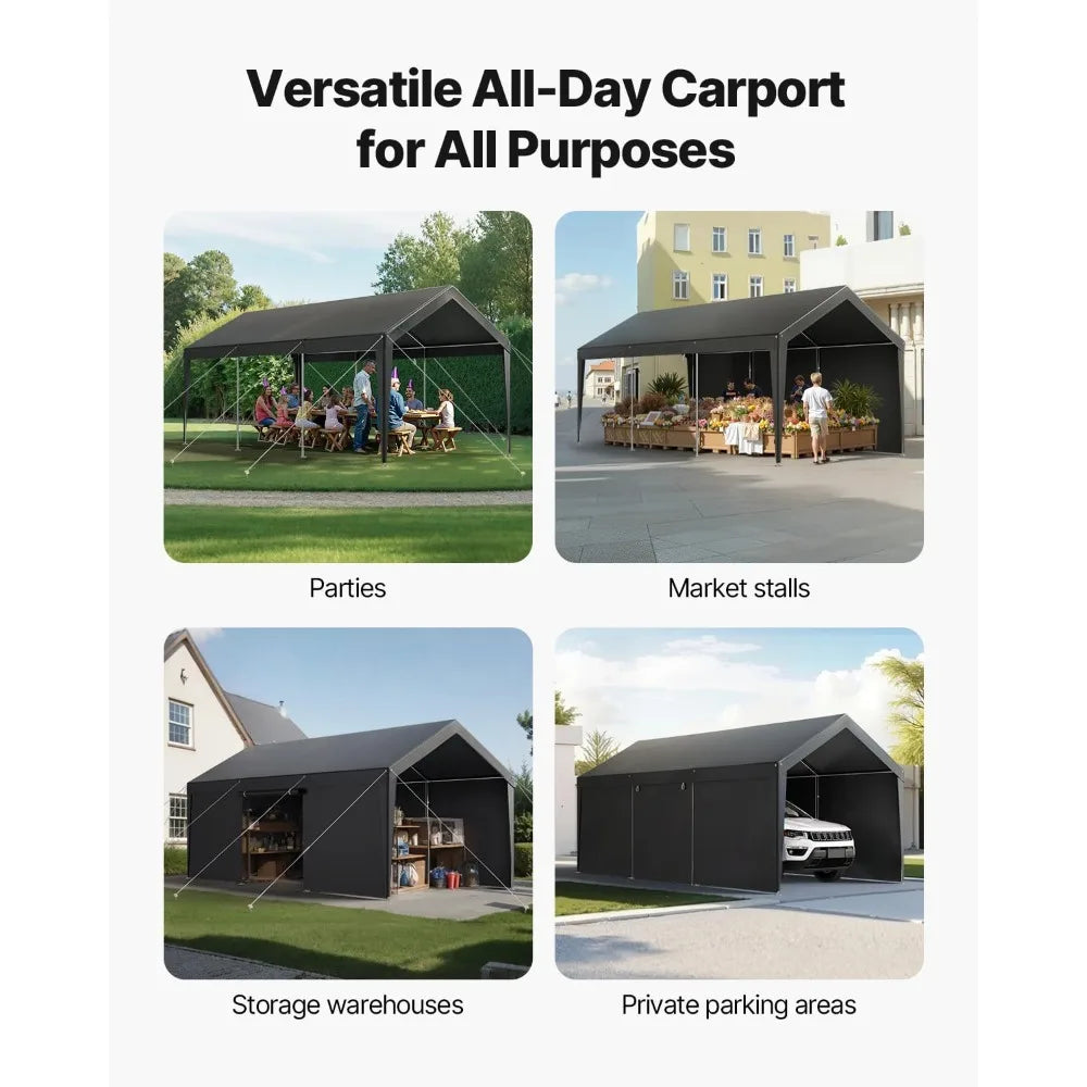 12x20 FT Heavy Duty Carport, Portable Car Canopy with Removable Sidewalls and Door, Outdoor Car Shelter,Customized