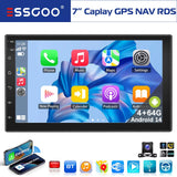 7" Double 2 DIN Android 14 CarPlay Car Stereo Multimedia Video Player GPS Navigation Wifi FM/RDS Bluetooth Multimedia Fit Nissan