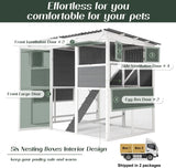 Extra Large Chicken Coop w/ Run, Wood Chicken House w/ Nesting Boxes & Roost Bar