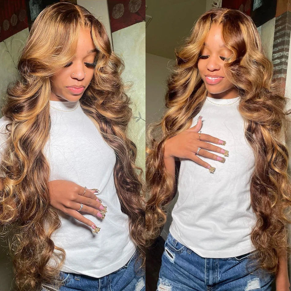 Highlight Wig 100% Human Hair 13x6 Hd Lace Frontal Wig Honey Blonde Lace