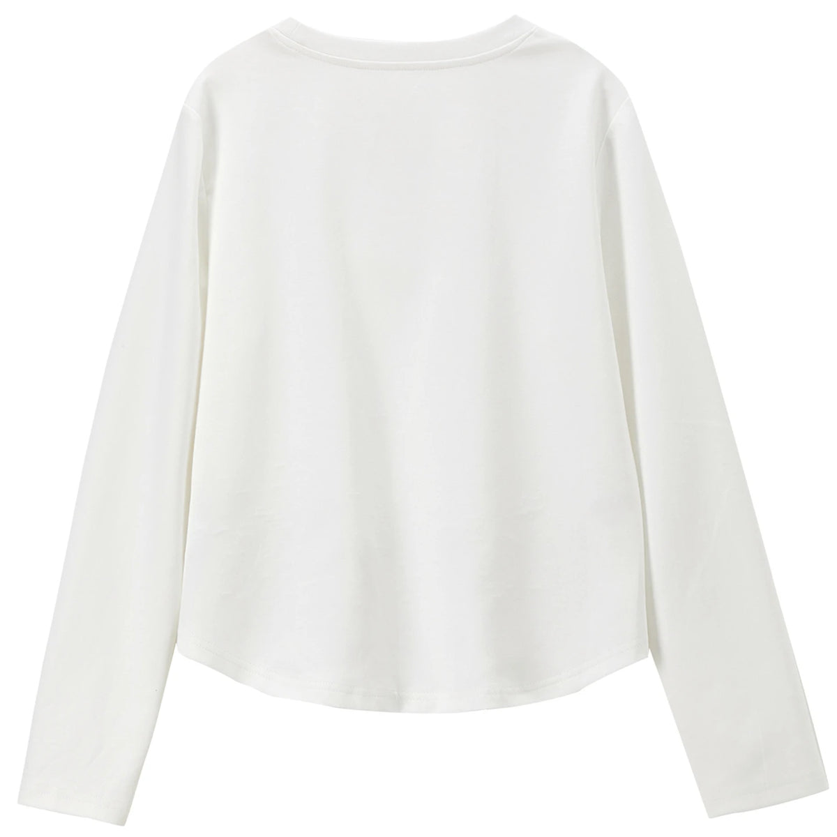 SENTUBILA Women Off White Long Sleeve T-Shirt 2026 Autumn Fall Ladies Tees Embroidery Cotton Blend Knitted Tops Woman 163TG7320