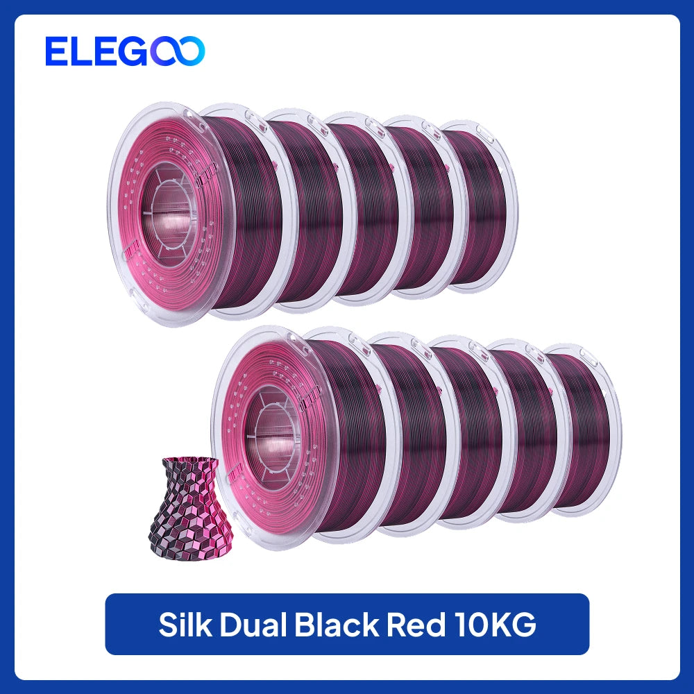ELEGOO 5KG/10KG 1.75mm Silk PLA Filament,3D Printer Filament 1kg Gold Silver Fits for Most FDM 3D Printers