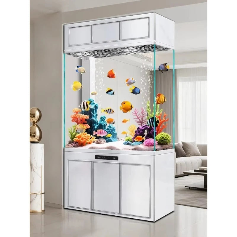 All-in-One AquariumScreen-style Entrance Cabinet Box Fish Tank Modern Integrated Vertical Design Rectangular Living Room Office