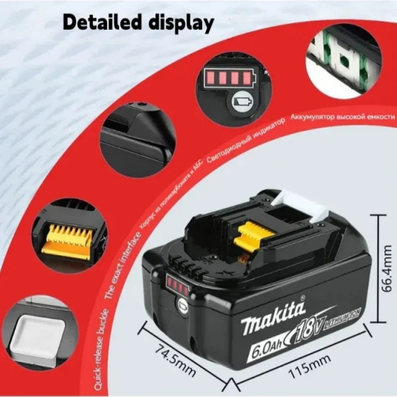 Makita battery 18V rechargeable, large capacity battery, 6000mAh,6.0AH, suitable for angle grinder tool battery 100% original