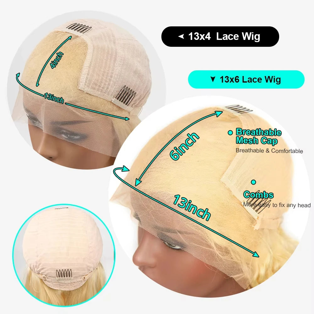 13x4 13x6 HD Transparent Full Frontal Lace 613 Blonde Colored Straight