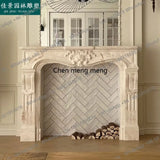 Marble French fireplace American modern retro silent wind natural travertine stone fireplace