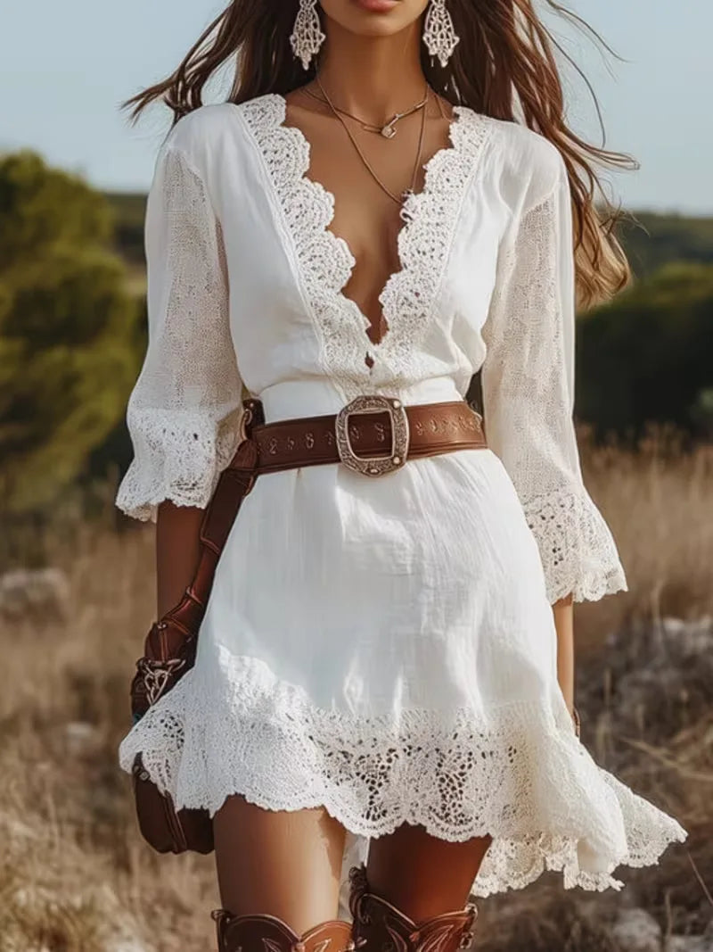 Chic Women Satin Printed Mini Dress Women Elegant V-neck Puff Sleeves Waist Cinching A-line Dresses 2026 Summer Lady Party Robes