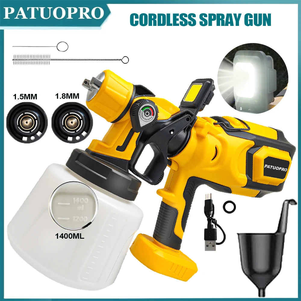1400ML Cordless Spray Gun Electric Paint Sprayer Portable Auto Furniture Coating Airbrush Power Tool For Makita 18V Battery