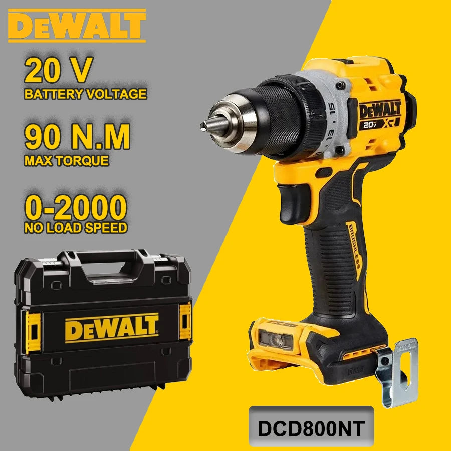 DEWALT 20V XR Brushless Cordless Electric Driver with Tool Box 1/2'' Drill Compact Electric Screwdriver Set DCD800NT