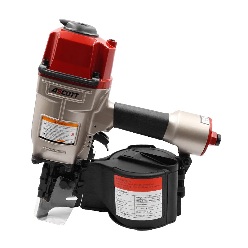 Ascott Coil Nailer CN57 CN70 CN80 CN90B Pallet Nailing Gun for Making Crates Siding Board Fencing Woodworking Pneumatic Tool