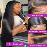 46 Inch 13x6 Lace Front Wigs Natural Human Hair 220 Density Straight HD