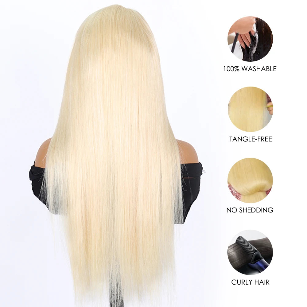 HD Transparent Honey Blonde Wig 30 40 Inch Colored 613 Lace Frontal Wig