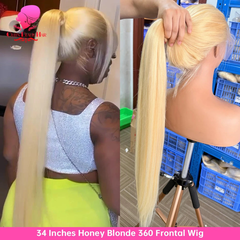 38 Inches 220 Density 360 Lace Frontal Wigs Straight Lace Frontal Wig
