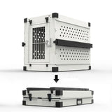 Large Luxury Aviation Aluminum Dog Transport Crate Foldable With Thickened Ventilation Firm Cage With Wheels