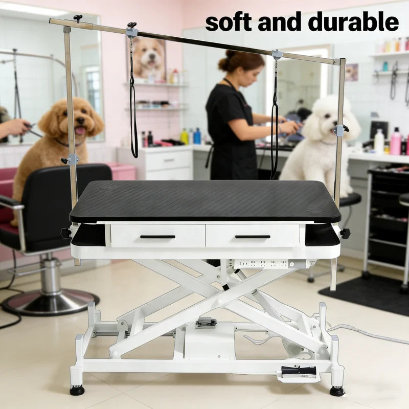 Electric Lift Pet Grooming Table with Drawers High-Density Waterproof Tabletop Dog Grooming Table for Pet Salon